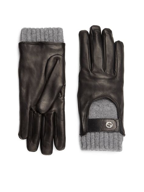 mens gucci leather gloves|gucci black leather gloves.